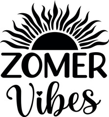 Zomer Vibes. Summer vector lettering. Dutch text: Summer Vibes.
