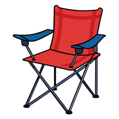 Red and blue folding camping chair with black frame folding chair outdoor furniture