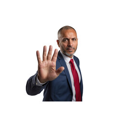 Serious Businessman Showing Stop Hand Gesture