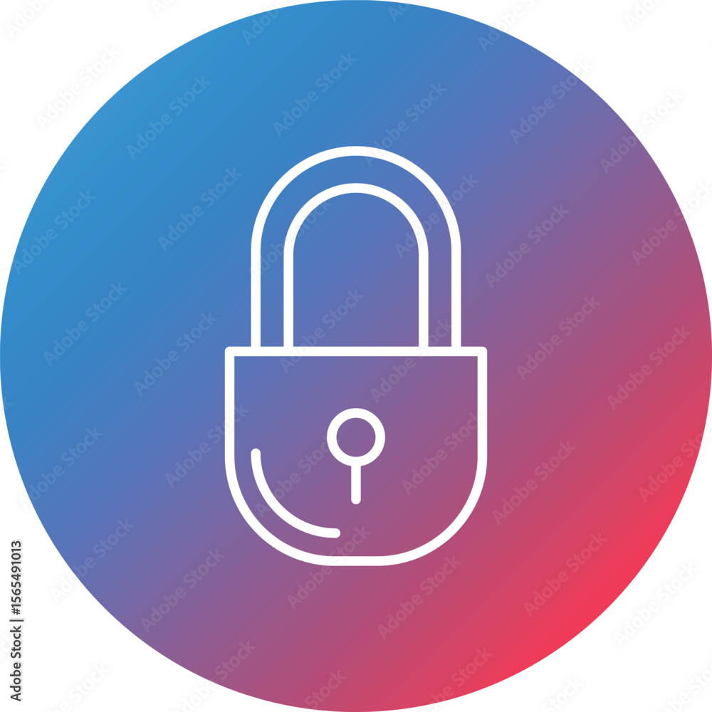 Poster padlock line gradient circle background icon
