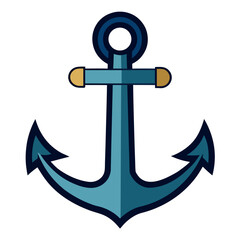 Nautical anchor with blue and gold accents maritime ocean