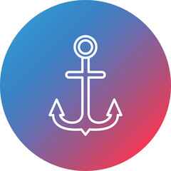 Ship Anchor Line Gradient Circle Background Icon