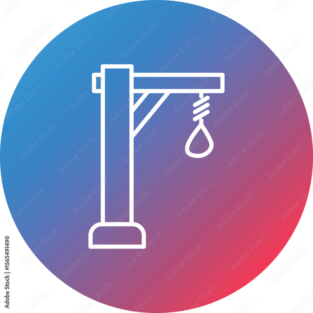 Poster gallows line gradient circle background icon