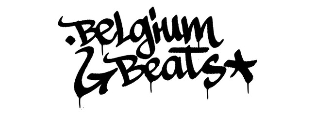 Graffiti tag “Belgium Beats” urban mural for Belgium National Day, creative street art with rhythm and unity vibe.