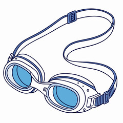 White and blue swimming goggles with adjustable strap water sports eye protection
