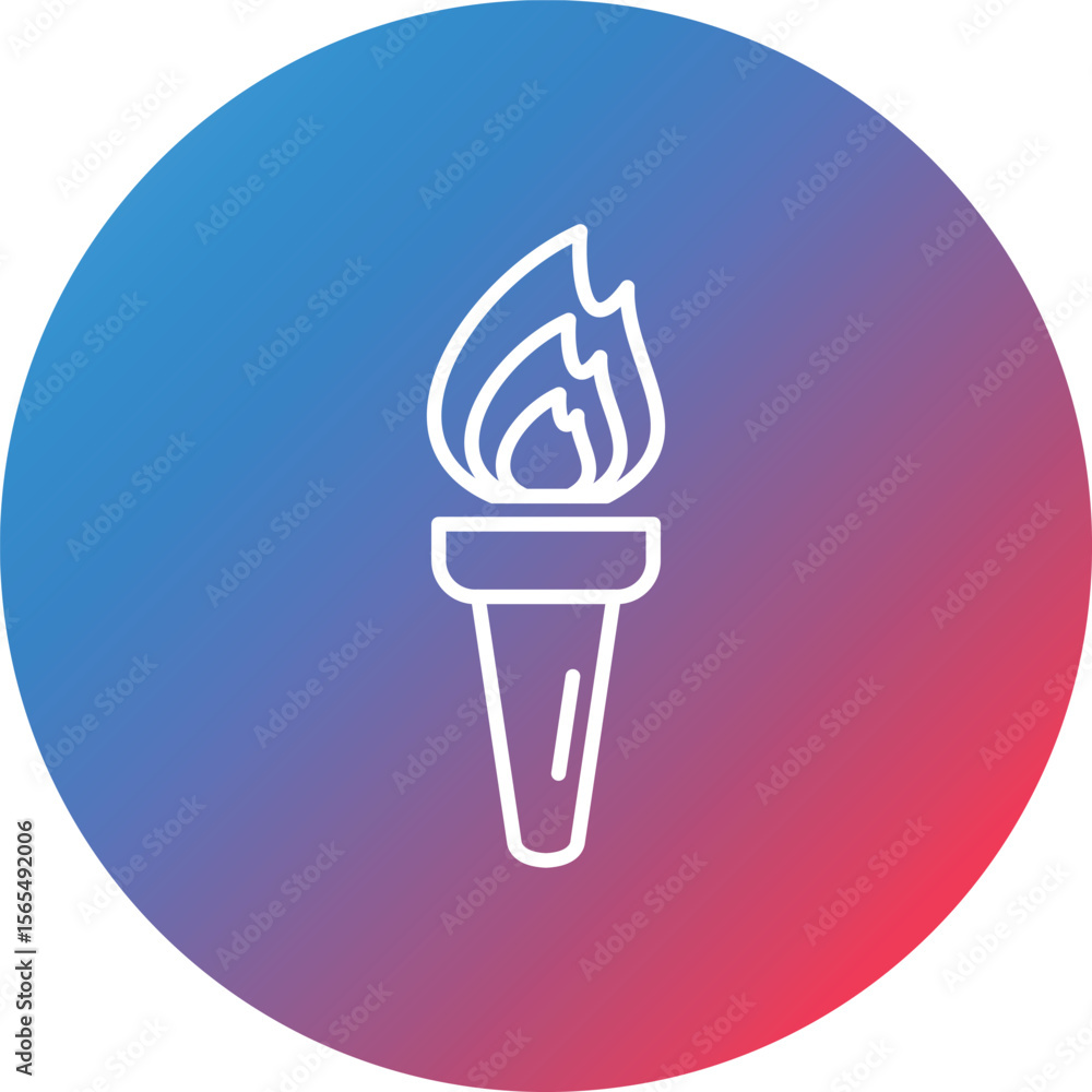 Poster pirate torch line gradient circle background icon