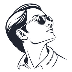 Stylish man wearing sunglasses looking upwards portrait profile
