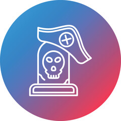 Pirate Grave Line Gradient Circle Background Icon