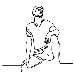 Audacity — arrogant handsome man in theatrical pose: minimalist single-line black drawing. One line art.