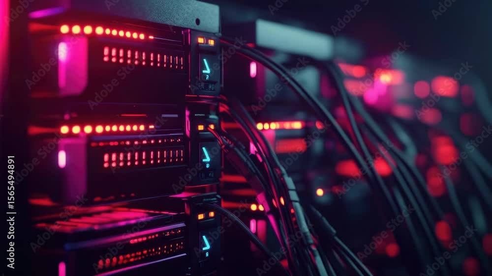 Poster closely packed servers with cooling fans on top, designed for high performance computing.