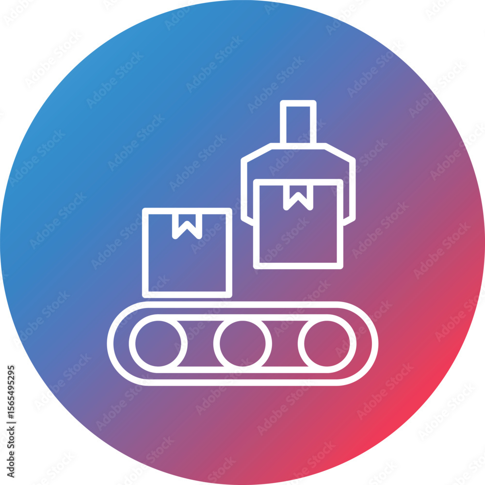 Poster robotic arm line gradient circle background icon