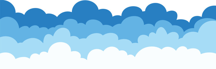 A bright and playful cartoon sky filled with clouds vector illustration