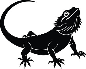 Fototapeta premium Bearded Dragon Illustration: A captivating, clean-cut silhouette of a bearded dragon, showcasing its distinctive features, from its textured scales to its unique, beard-like spines.