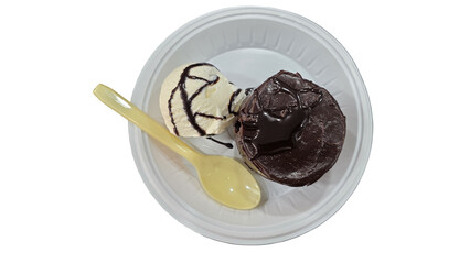 Chocolate Lava Cake with Copy Text Space. Rich Molten Dessert for Gourmet, Bakery, and Sweet Indulgence Concepts. PNG File