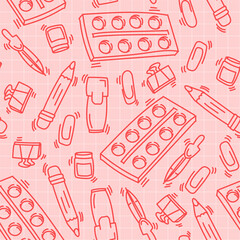 Doodle seamless pattern of school supplies for back to school