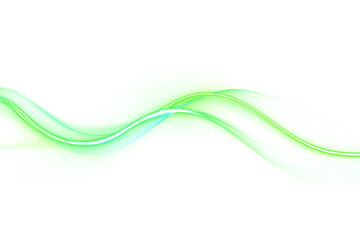 Abstract neon wave on transparent background. green glowing wavy line. design element. energy. ecology. movement.