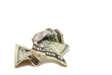A Crumpled Five Dollar Bill