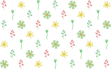 Stylish vector pattern with tropical floral elements blooms leaves. Great for modern fabric, surface design, and wrapping paper.

