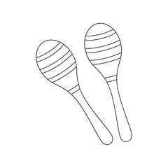 Outline illustration of a pair of maracas. Traditional Latin American percussion instruments, perfect for coloring books, music education, and cultural projects.