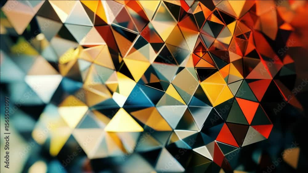 Poster abstract colorful pattern featuring vibrant geometric shapes, triangles, and fractal elements. the i