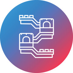 Great Wall of China Line Gradient Circle Background Icon