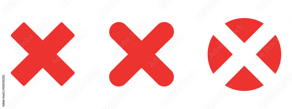 Aufkleber three different styles of red rejection x marks on a white background