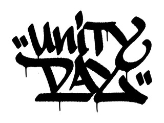 Graffiti tag “Unity Day” street art urban for Belgium National Day, patriotic mural with solidarity and pride.