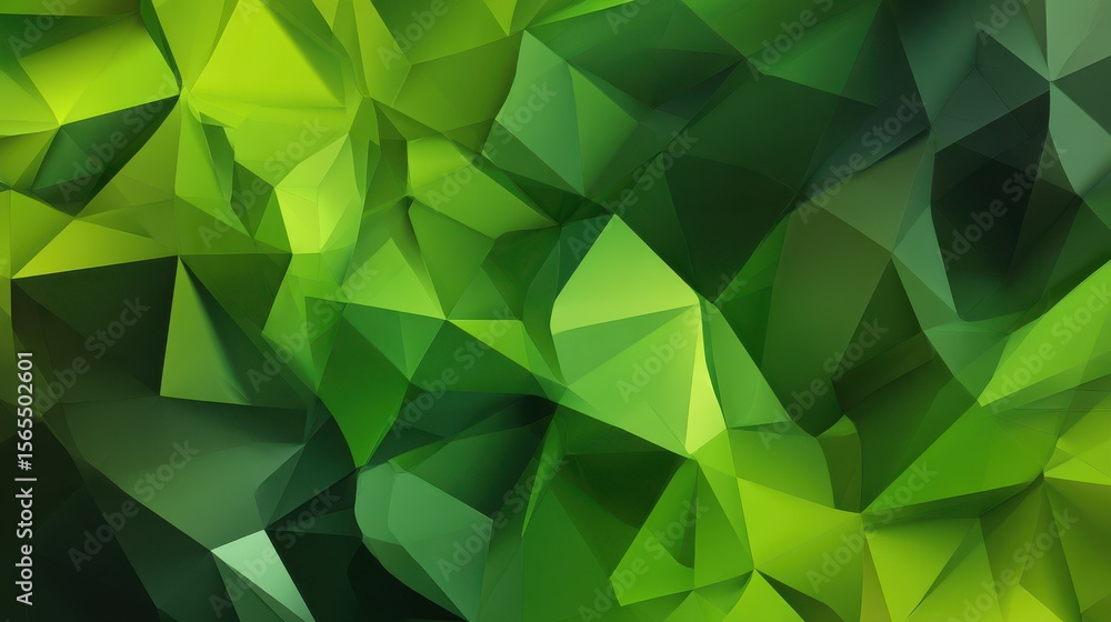 Poster abstract background of triangular patterns in green colors. low poly wallpaper