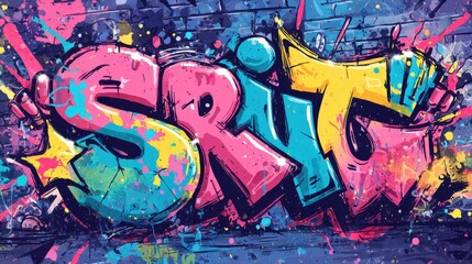 Graffiti posters. Street walls art banner, marker ink paint urban design. Neon colors drawing, spray and scribble elements. City style neoteric vector background, no logos, no brands