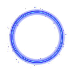 Neon glowing blue rings with orbit effect and radial flare. Futuristic digital halo in dark space. Ideal for sci-fi design, UI interface, cosmic backgrounds, vibrant tech posters and energy concept vi © Максим Славов