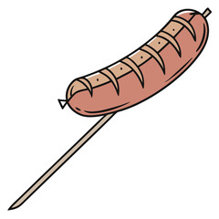 Grilled sausage on a stick food meat