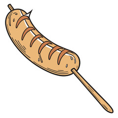 Grilled sausage on a stick food meat