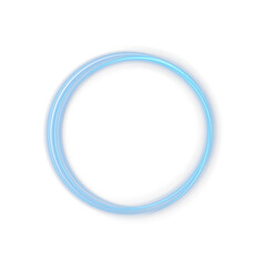 Sci-fi neon light loops in electric blue color with eclipse glow. Suitable for space design, modern...