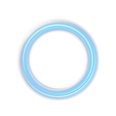 Cosmic halo rings with glowing light and blue neon gradient. Elegant futuristic symbol of orbit, science fiction, dynamic technology and aesthetic modern lighting in digital art.