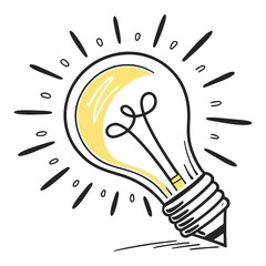 Light bulb with radiating lines idea creativity