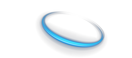 Cosmic halo rings with glowing light and blue neon gradient. Elegant futuristic symbol of orbit, science fiction, dynamic technology and aesthetic modern lighting in digital art.