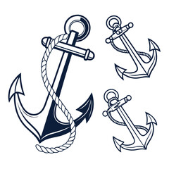 Navy anchors with rope nautical maritime