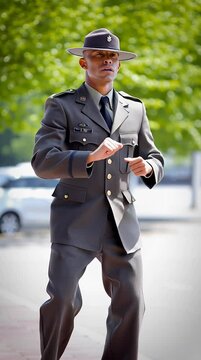 A drill sergeant, performs a viral dance