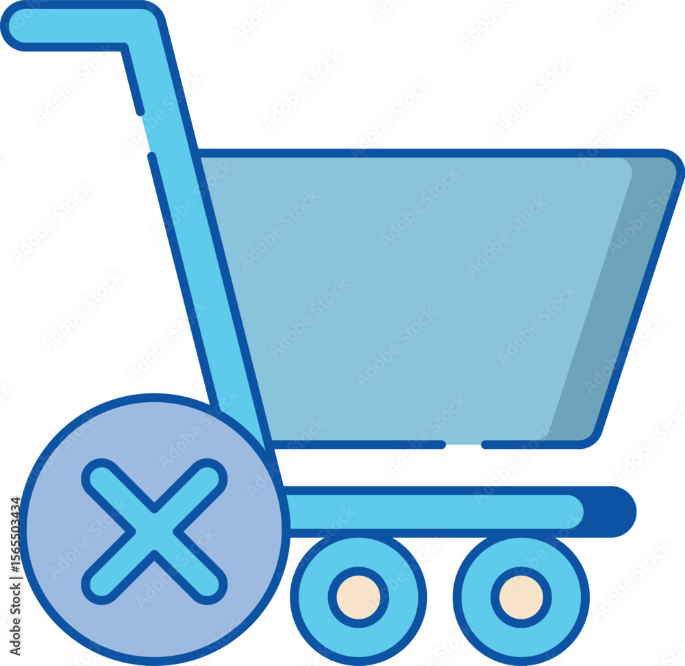 Poster clean shopping cart icon representing an empty or cleared e commerce basket for digital interfaces a