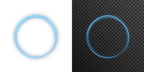 Neon eclipse light effect with glowing blue orbit rings. Perfect for high-tech backgrounds, motion graphics, space themes, digital visuals, or minimalist sci-fi UI design concepts. © Максим Славов