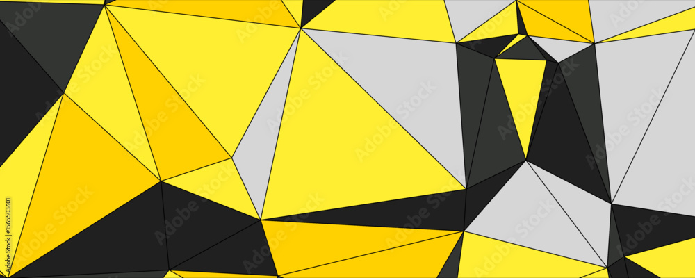 Aufkleber bold geometric yellow black gray abstract polygon background triangular low poly design with modern 