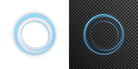 Neon eclipse light effect with glowing blue orbit rings. Perfect for high-tech backgrounds, motion graphics, space themes, digital visuals, or minimalist sci-fi UI design concepts. © Максим Славов