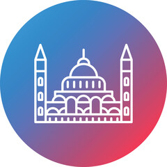 Hungarian Parliament Line Gradient Circle Background Icon