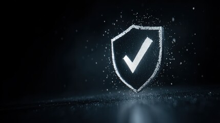 Vulnerability Scan Result Shield with Checkmarks on Dark Background