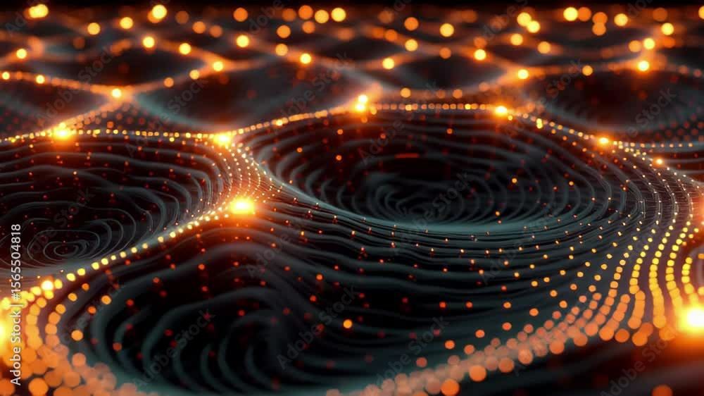 Aufkleber Glowing neural network of dots in an abstract seamless pattern showcasing depth and complexity, Neural network of glowing dots Seamless 3D render Abstract