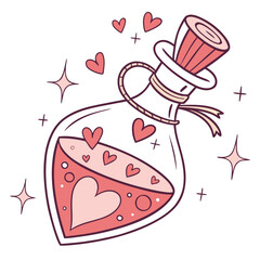 Pink potion bottle with hearts and sparkles love