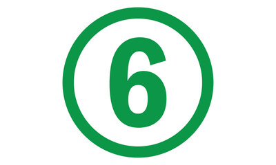 simple green outline circle on green number six symbol.