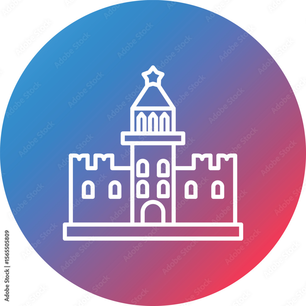 Poster kremlin line gradient circle background icon