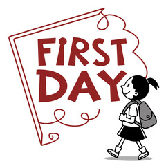 Girl with backpack on first day school education