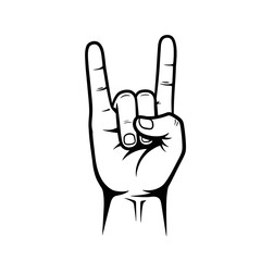 Obraz premium An iconic hand gesture, capturing the essence of Rock and Roll, rendered in a stark, high-contrast style, perfectly embodying energy and expression 